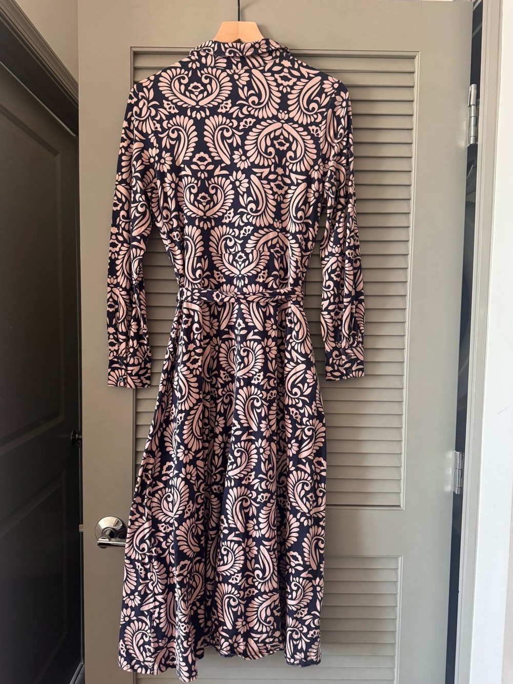 Boden | Marcia Abstract Paisley Jersey Shirt Dress w/ Waist Tie Belt ~ US 8R - Picture 8 of 8